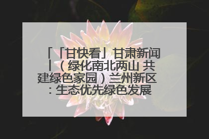 「甘快看」甘肃新闻丨（绿化南北两山 共建绿色家园）兰州新区：生态优先绿色发展 打造生态环保示范区