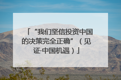 “我们坚信投资中国的决策完全正确”（见证·中国机遇）