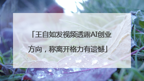 王自如发视频透露AI创业方向，称离开格力有遗憾