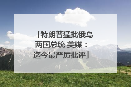 特朗普猛批俄乌两国总统 美媒：迄今最严厉批评