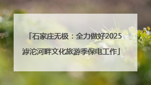 石家庄无极：全力做好2025滹沱河畔文化旅游季保电工作