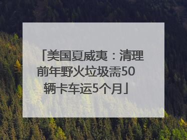 美国夏威夷：清理前年野火垃圾需50辆卡车运5个月