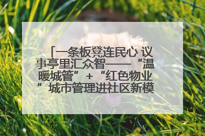 一条板凳连民心 议事亭里汇众智——“温暖城管”+“红色物业”城市管理进社区新模式绘就城市管理社区治理新画卷