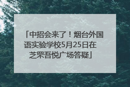 中招会来了！烟台外国语实验学校5月25日在芝罘吾悦广场答疑