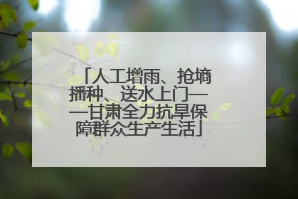 人工增雨、抢墒播种、送水上门——甘肃全力抗旱保障群众生产生活