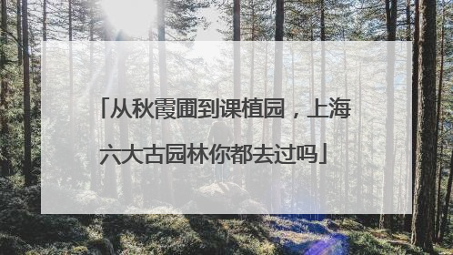 从秋霞圃到课植园，上海六大古园林你都去过吗