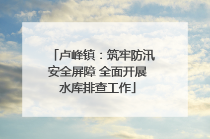 卢峰镇：筑牢防汛安全屏障 全面开展水库排查工作