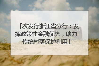 农发行浙江省分行：发挥政策性金融优势，助力传统村落保护利用
