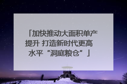 加快推动大面积单产提升 打造新时代更高水平“洞庭粮仓”