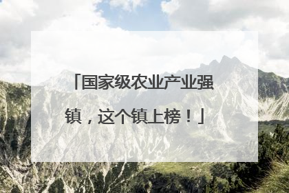 国家级农业产业强镇，这个镇上榜！