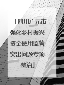 四川广元市强化乡村振兴资金使用监管突出问题专项整治