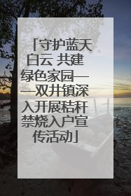守护蓝天白云 共建绿色家园——双井镇深入开展秸秆禁烧入户宣传活动