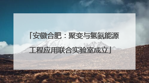 安徽合肥：聚变与氢氨能源工程应用联合实验室成立