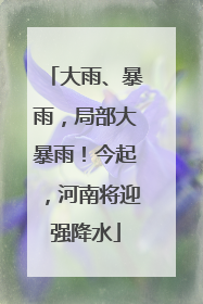 大雨、暴雨，局部大暴雨！今起，河南将迎强降水