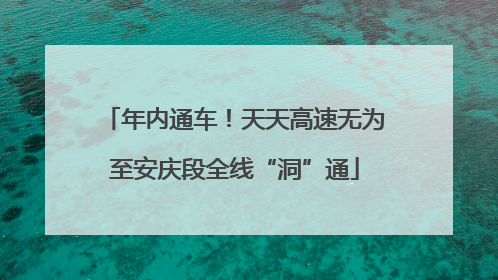 年内通车！天天高速无为至安庆段全线“洞”通