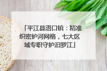 平江县浯口镇：精准织密护河网格，七大区域专职守护汨罗江