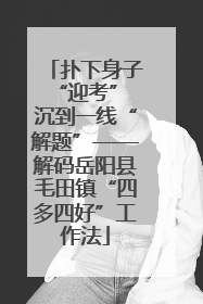 扑下身子“迎考” 沉到一线“解题”——解码岳阳县毛田镇“四多四好”工作法