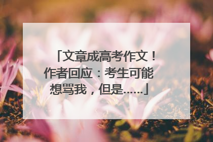 文章成高考作文！作者回应：考生可能想骂我，但是……