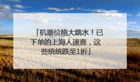 机票价格大跳水！已下单的上海人速查，这些统统跌至1折