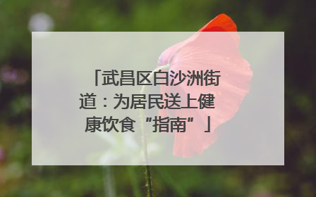 武昌区白沙洲街道：为居民送上健康饮食“指南”