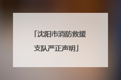 沈阳市消防救援支队严正声明