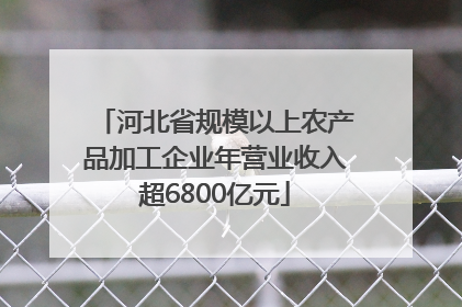 河北省规模以上农产品加工企业年营业收入超6800亿元
