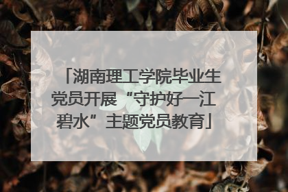 湖南理工学院毕业生党员开展“守护好一江碧水”主题党员教育