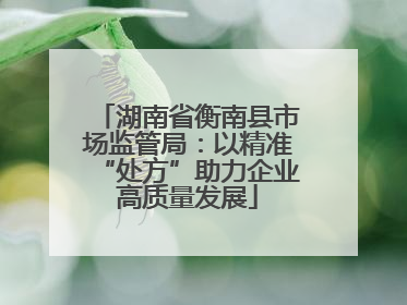 湖南省衡南县市场监管局：以精准“处方”助力企业高质量发展