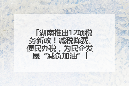 湖南推出12项税务新政！减税降费、便民办税，为民企发展“减负加油”