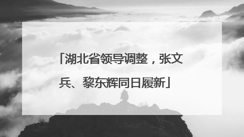湖北省领导调整，张文兵、黎东辉同日履新