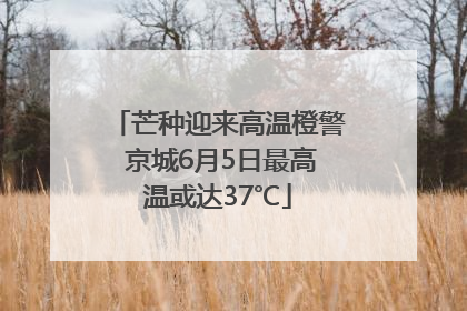 芒种迎来高温橙警 京城6月5日最高温或达37℃