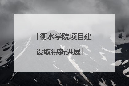 衡水学院项目建设取得新进展