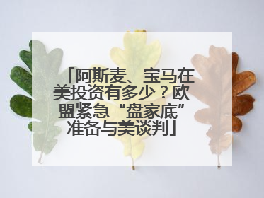 阿斯麦、宝马在美投资有多少？欧盟紧急“盘家底”准备与美谈判