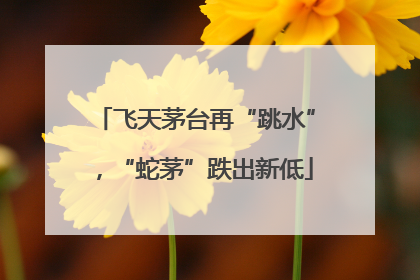 飞天茅台再“跳水”，“蛇茅”跌出新低